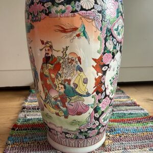 Antique 24" Chinese Famille Rose Large Porcelain Vase 24" Tall